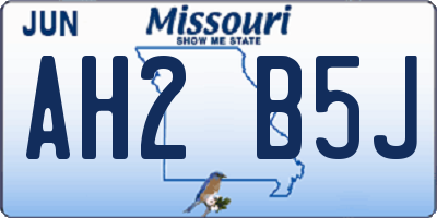 MO license plate AH2B5J