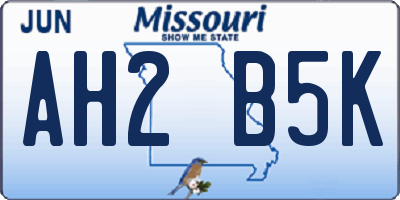 MO license plate AH2B5K