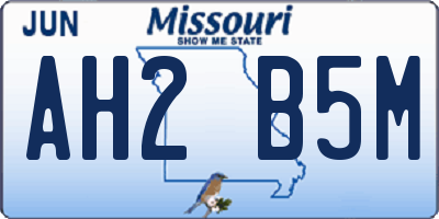 MO license plate AH2B5M