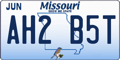 MO license plate AH2B5T