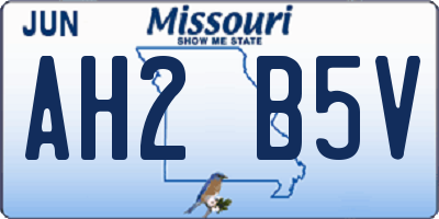 MO license plate AH2B5V