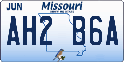 MO license plate AH2B6A