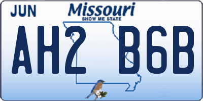 MO license plate AH2B6B