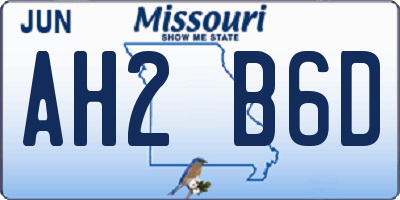 MO license plate AH2B6D