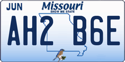 MO license plate AH2B6E