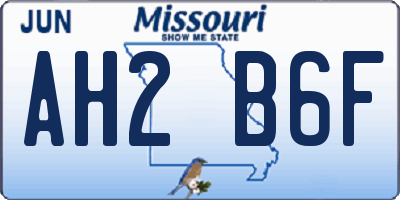 MO license plate AH2B6F