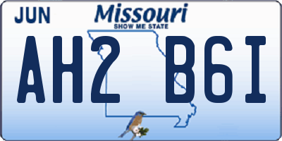 MO license plate AH2B6I