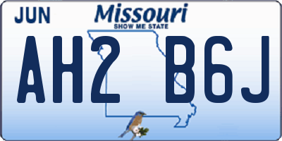 MO license plate AH2B6J