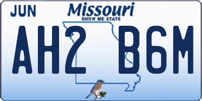 MO license plate AH2B6M