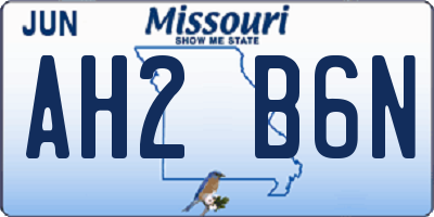 MO license plate AH2B6N