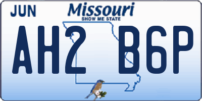 MO license plate AH2B6P