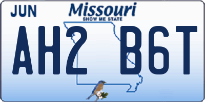 MO license plate AH2B6T