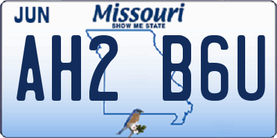 MO license plate AH2B6U