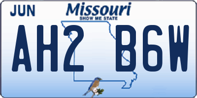 MO license plate AH2B6W