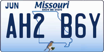 MO license plate AH2B6Y