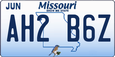 MO license plate AH2B6Z