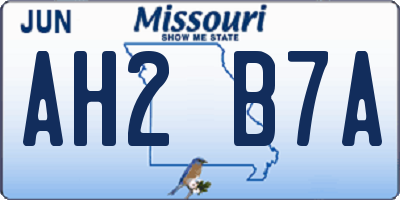 MO license plate AH2B7A