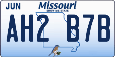 MO license plate AH2B7B