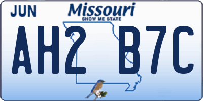 MO license plate AH2B7C