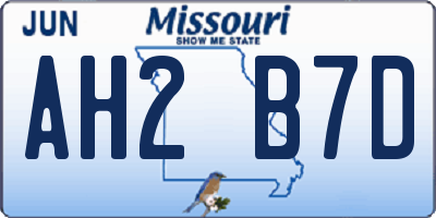 MO license plate AH2B7D