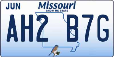 MO license plate AH2B7G