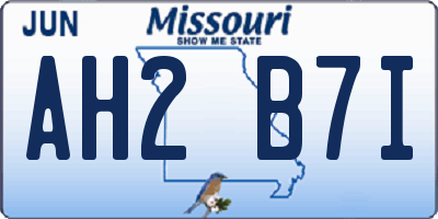 MO license plate AH2B7I