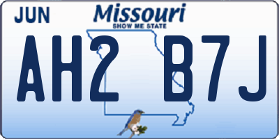 MO license plate AH2B7J