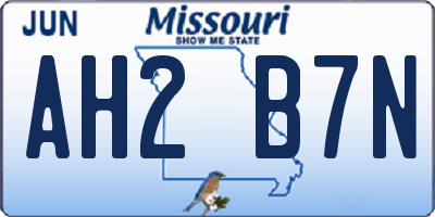 MO license plate AH2B7N