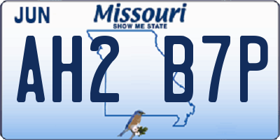 MO license plate AH2B7P