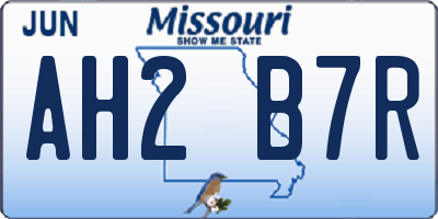 MO license plate AH2B7R