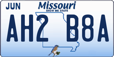 MO license plate AH2B8A