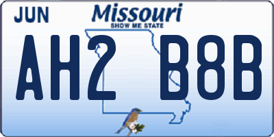 MO license plate AH2B8B