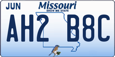 MO license plate AH2B8C