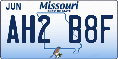 MO license plate AH2B8F