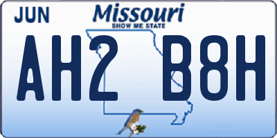 MO license plate AH2B8H