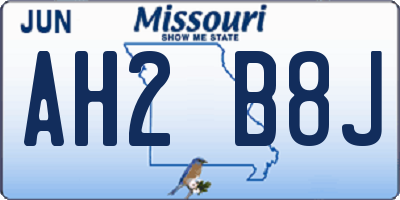 MO license plate AH2B8J