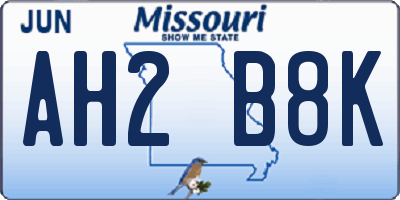 MO license plate AH2B8K