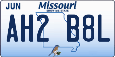 MO license plate AH2B8L