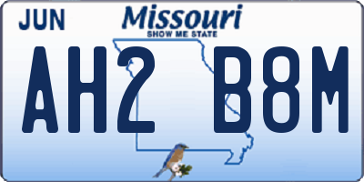 MO license plate AH2B8M