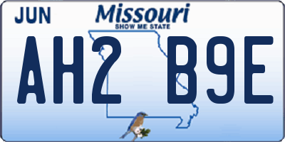 MO license plate AH2B9E