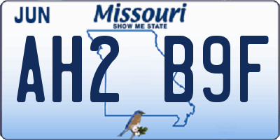 MO license plate AH2B9F