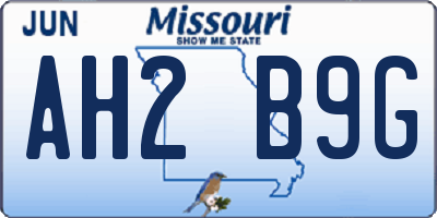 MO license plate AH2B9G