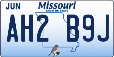 MO license plate AH2B9J