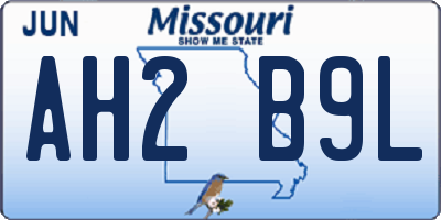 MO license plate AH2B9L