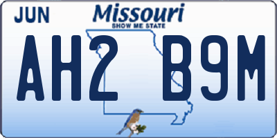 MO license plate AH2B9M