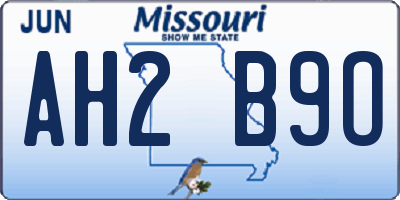 MO license plate AH2B9O