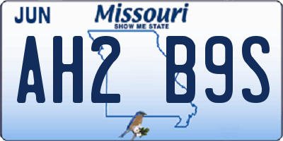 MO license plate AH2B9S