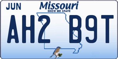 MO license plate AH2B9T