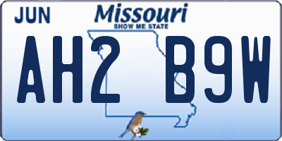 MO license plate AH2B9W