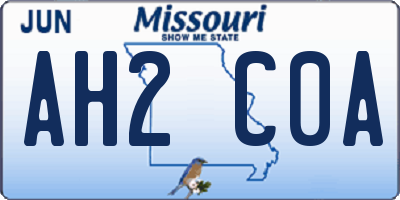 MO license plate AH2C0A